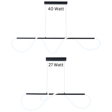 Matt Black Metal and Flexible LED Silicone Tubing Pendant with Remote Control